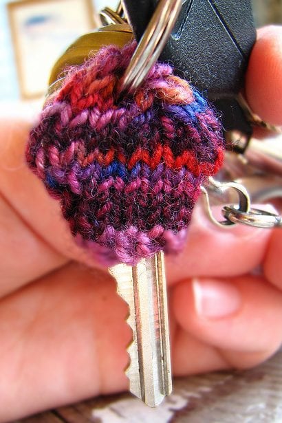 Key Cozy pattern knitted with Jitterbug yarn from Colinette