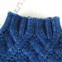 Designing ribbing to fit cable design socks Cookie A square 1