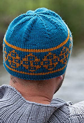 Knit fair-isle hat with a hemmed edge - Andean Hat by Lisa R. Meyers