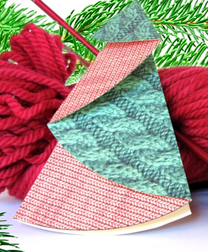 Folded paper Christmas tree with yarn