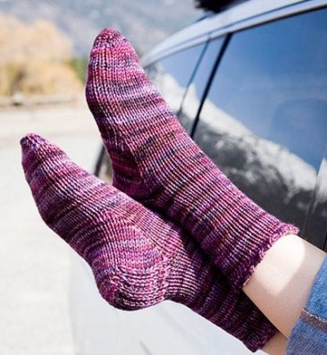 Toe-Up Faux Heel Flap Socks - Worsted Weight - KnitFreedom.com