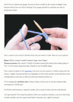 GIF animation showing video knitting ebook page
