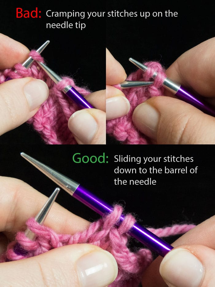 Slide your stitches down your needle