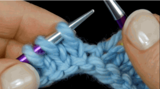 Animated demo of how to slip a stitch in knitting