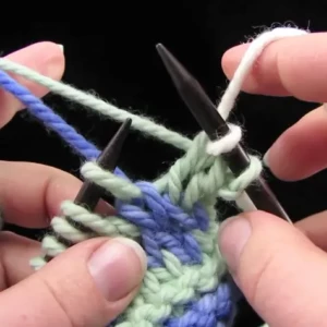 Fair Isle knitting three colors square crop 9 21 22