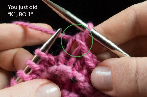 Picot Chain Bind Off Tips 2 If you just did a “K1 BO 1” the stitch on your needle will look closely connected to your work 1