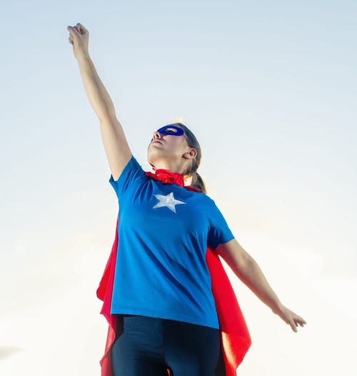 Supergirl image leaping for the stars