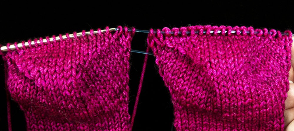 Two sock heels done Malabrigo rios pink yarn