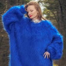 Giant fuzzy blue sweater lots of ease