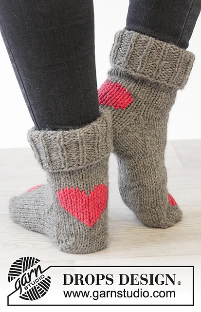 Heart Dance duplicate stitch socks DROPS