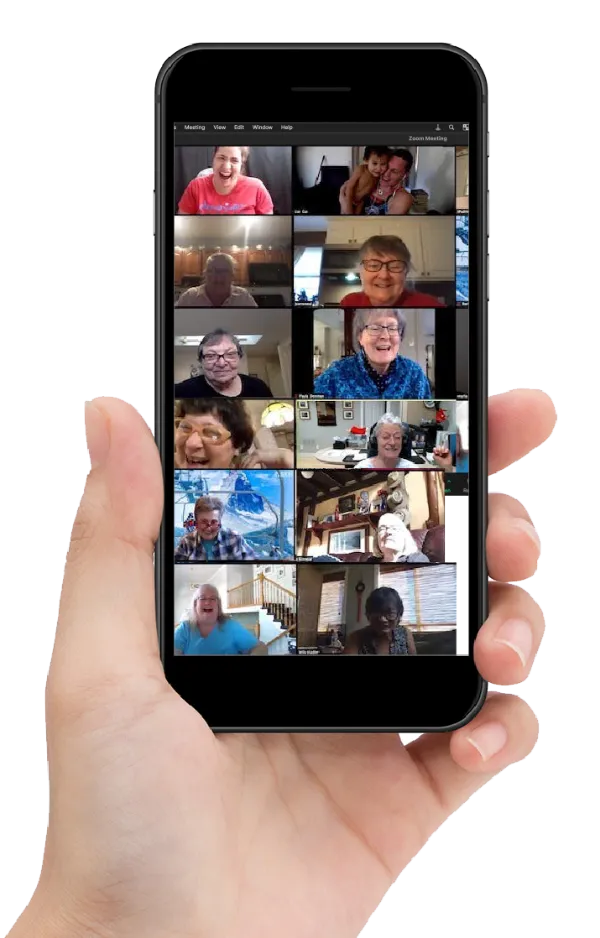 A Zoom meeting snapshot on an iPhone smartphone